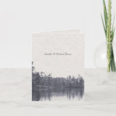 穏やかな山の湖の風景ヴィンテージ写真青 サンキューカード (正面)