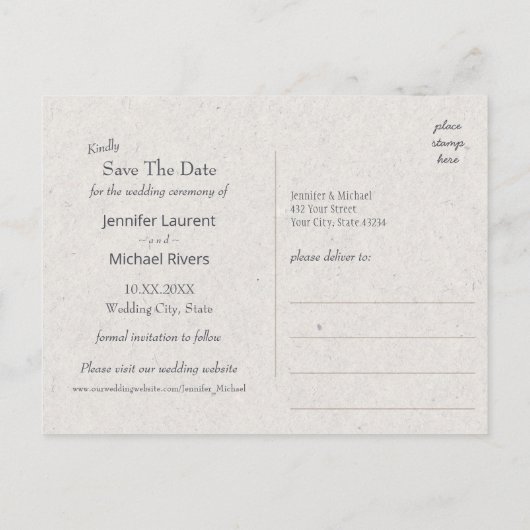 穏やかな山の湖の風景ヴィンテージ写真青 案内ポストカード (裏面)