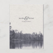 穏やかな山の湖の風景ヴィンテージ写真青 案内ポストカード (正面)