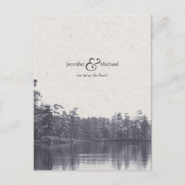 穏やかな山の湖の風景ヴィンテージ写真青 案内ポストカード