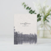 穏やかな山の湖の風景ヴィンテージ写真青 案内ポストカード (スタンド正面)