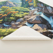 穏やかな山の滝の風景 シェルパブランケット (3/4)