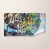 穏やかな山の滝の風景 バスタオルセット (ハンドタオル)