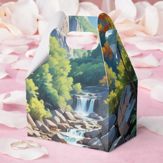穏やかな山の滝の風景 フェイバーボックス (ウェディング)