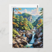 穏やかな山の滝の風景 ポストカード (正面/裏面)