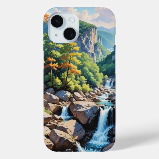 穏やかな山の滝の風景 Case-Mate iPhoneケース (裏面)