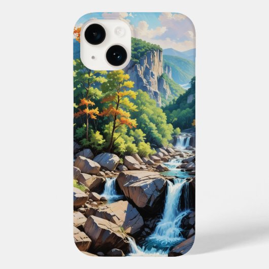 穏やかな山の滝の風景 Case-Mate iPhoneケース (裏面)