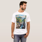 穏やかな山の滝の風景 Tシャツ (正面フル)