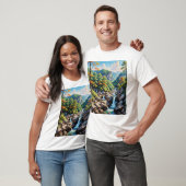 穏やかな山の滝の風景 Tシャツ (ユニセックス)