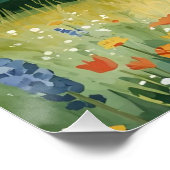 穏やかな山の牧草地 – 水彩自然壁 ポスター (コーナー)