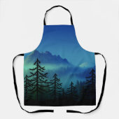 穏やかな山の真夜中の森 エプロン (正面)