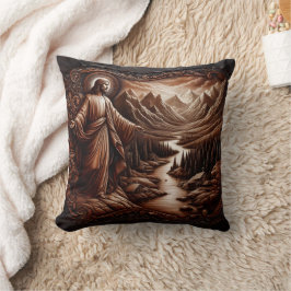 穏やかな山の風景でイエス様を迎え クッション