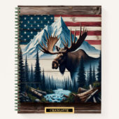 穏やかな山の風景の中でムース ノートブック (正面)