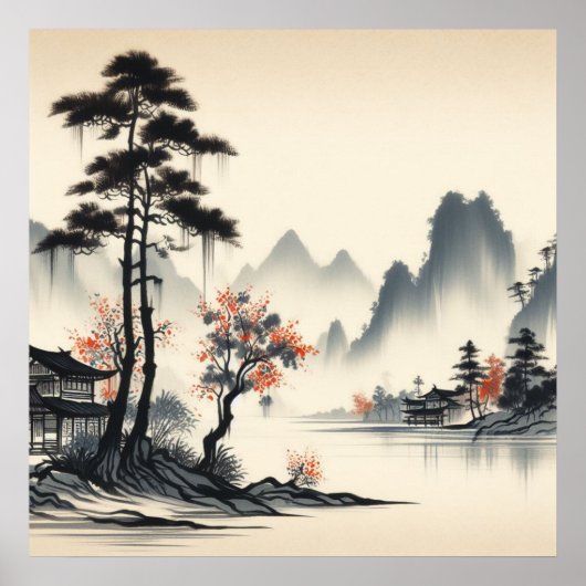 穏やかな山並み ポスター (正面)