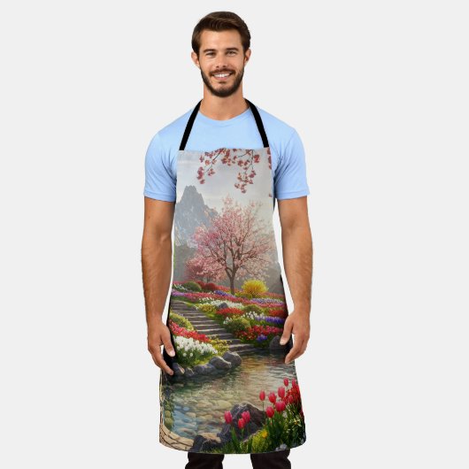 穏やかな山園 エプロン (着用した状態)