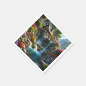 穏やかな山小屋の滝の花 スタンダードカクテルナプキン (角)