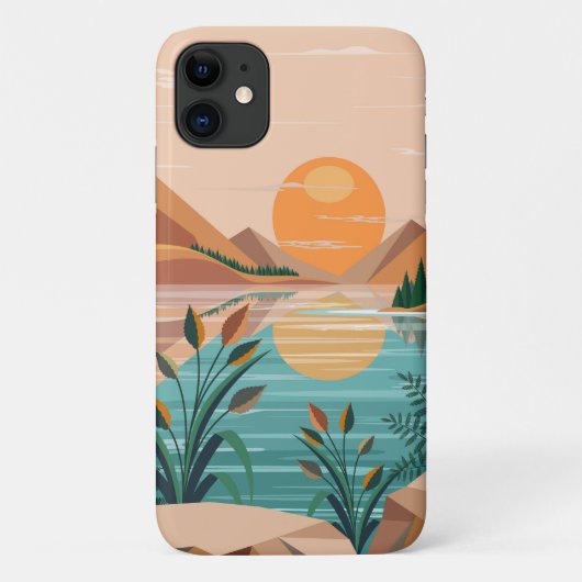 穏やかな山湖のサンセット風景 Case-Mate iPhoneケース (裏面)