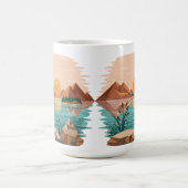 穏やかな山湖の夕焼け風景 コーヒーマグカップ (中央)