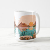 穏やかな山湖の夕焼け風景 コーヒーマグカップ (正面右)