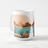 穏やかな山湖の夕焼け風景 コーヒーマグカップ (正面左)