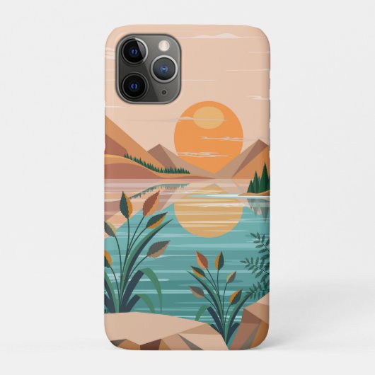 穏やかな山湖の夕焼け風景 Case-Mate iPhoneケース (裏)