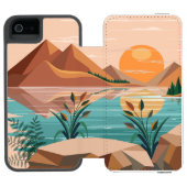 穏やかな山湖の夕焼け風景 INCIPIO iPhoneウォレットケース (フォリオ Open)