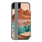 穏やかな山湖の夕焼け風景 INCIPIO iPhoneウォレットケース (フォリオ裏面)