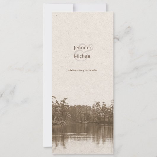 穏やかな山湖風景ヴィンテージ写真 招待状 (裏面)