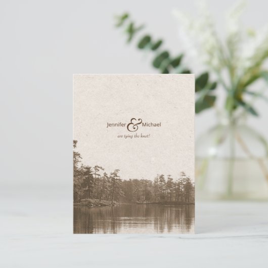 穏やかな山湖風景ヴィンテージ写真 案内ポストカード (スタンド正面)