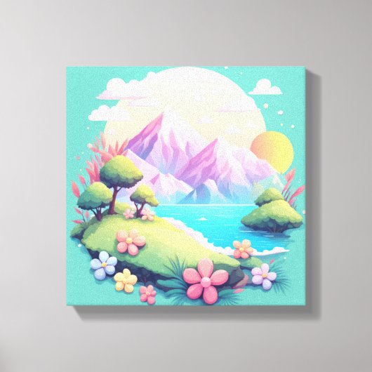 穏やかな山絵画の風景 キャンバスプリント (正面)