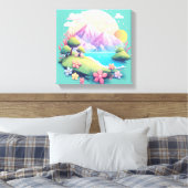 穏やかな山絵画の風景 キャンバスプリント (インサイチュ (寝室))