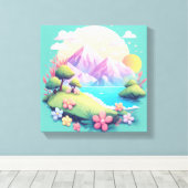 穏やかな山絵画の風景 キャンバスプリント (インサイチュ (ウッドフロア))