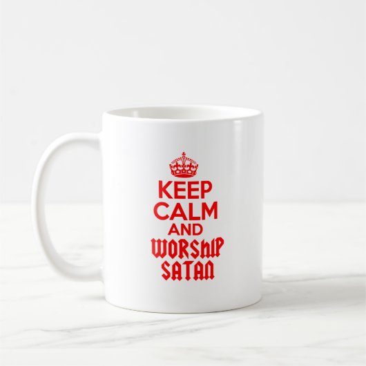穏やかな崇拝Satanを保って下さい コーヒーマグカップ (左)