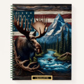 穏やかな川と山に囲まれたムース ノートブック (正面)