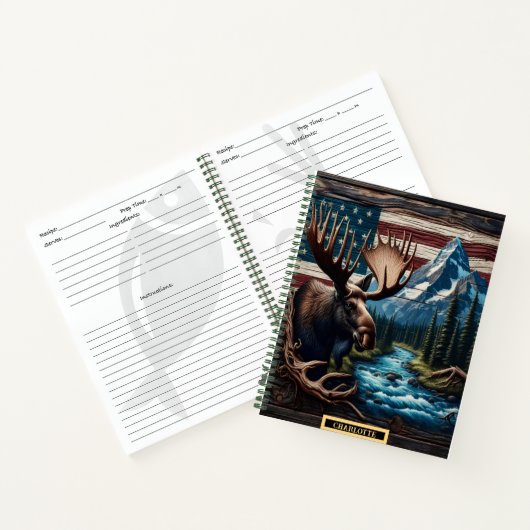 穏やかな川と山に囲まれたムース ノートブック (内部)