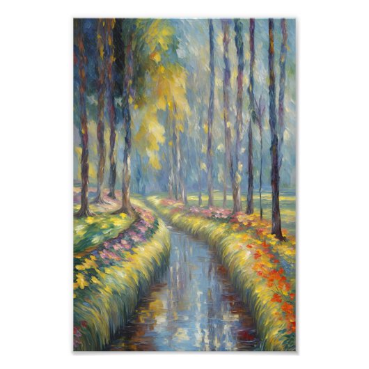 穏やかな川路印象派の風景芸術 フォトプリント (正面)