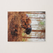 穏やかな巨人-ばん馬の強く引くことは森林をログオンします ジグソーパズル (横)