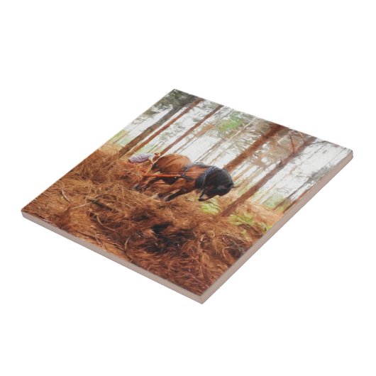 穏やかな巨人-ばん馬の強く引くことは森林をログオンします タイル (側面)