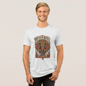 穏やかな巨人: 芸術的な象のデザイン トライブレンドTシャツ (正面全面)