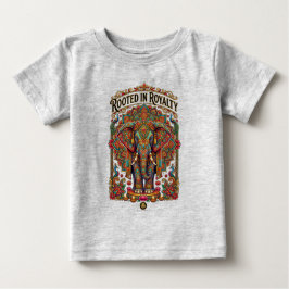 穏やかな巨人: 芸術的な象のデザイン ベビーTシャツ