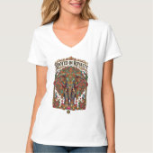 穏やかな巨人: 芸術的な象のデザイン Tシャツ (正面)