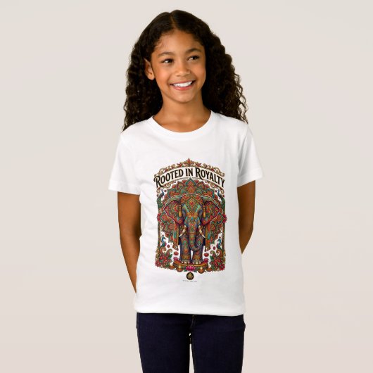 穏やかな巨人: 芸術的な象のデザイン Tシャツ (正面フル)