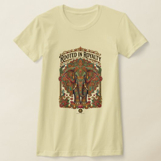 穏やかな巨人: 芸術的な象のデザイン Tシャツ (レイダウン)