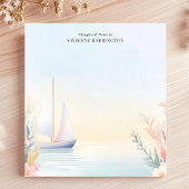 穏やかな帆船の水彩フローラ パーソナライズされた ノートパッド