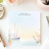 穏やかな帆船の水彩フローラ パーソナライズされた ノートパッド