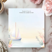 穏やかな帆船の水彩フローラ パーソナライズされた ノートパッド