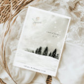 穏やかな平和的なクリスマスの雪の松の木 シーズンカード