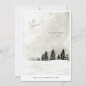 穏やかな平和的なクリスマスの雪の松の木 シーズンカード (正面)