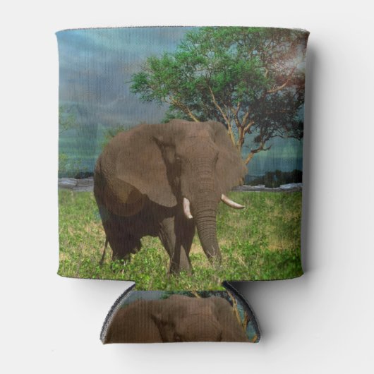 "穏やかな強さ：牛の象の放牧" 缶クーラー (正面)