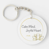 穏やかな心の喜びハートブッダ引用文 キーホルダー (正面)